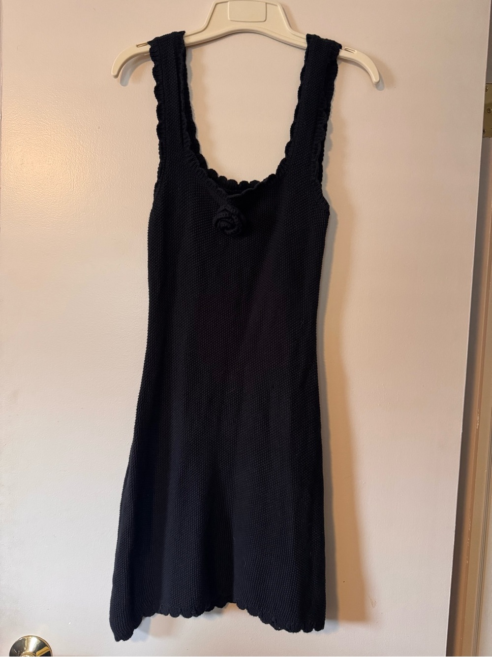 wild fable Black Knit Tank Midi Dress with Rosette Detail